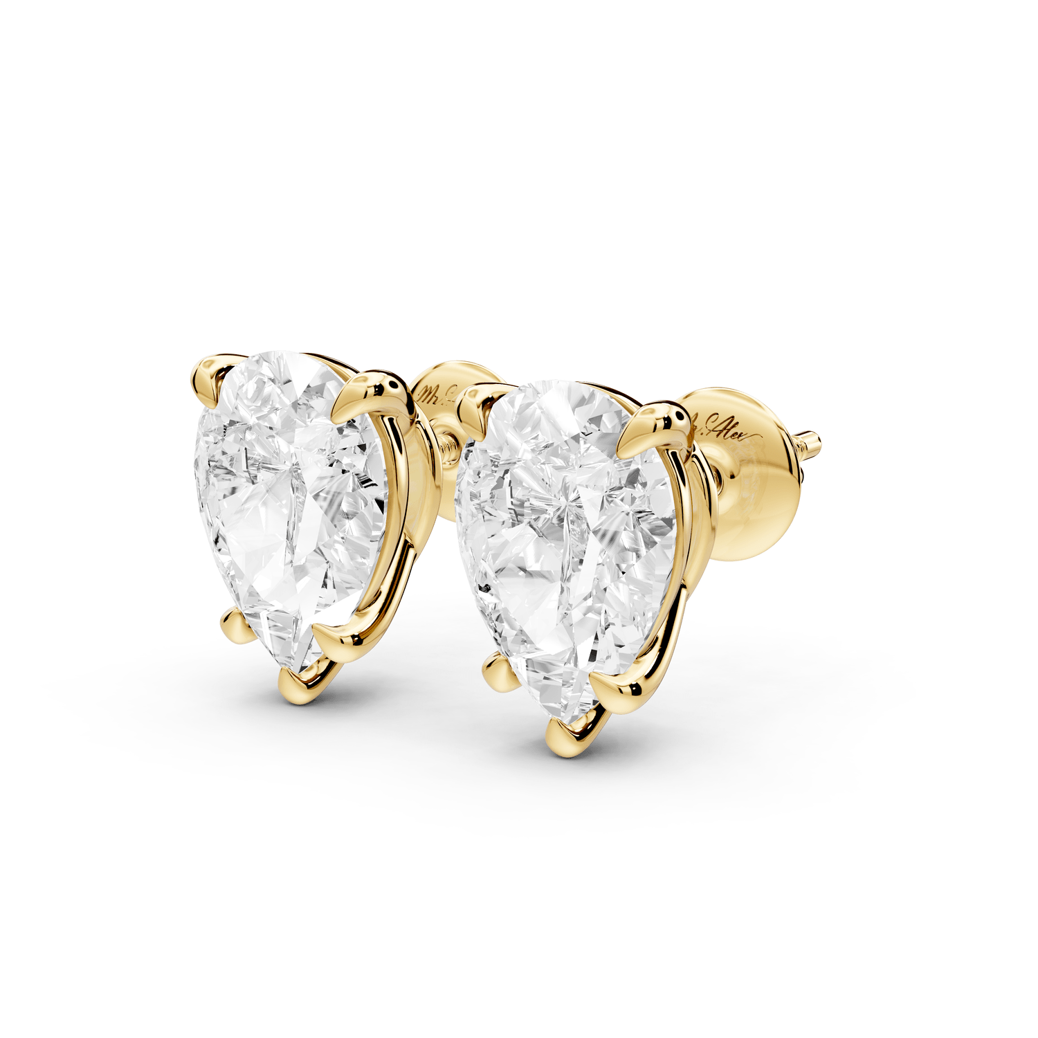 Este - 5ct 14k yellow gold Pear - Cut Diamond Stud Earrings - Mr. Alex Jewelry