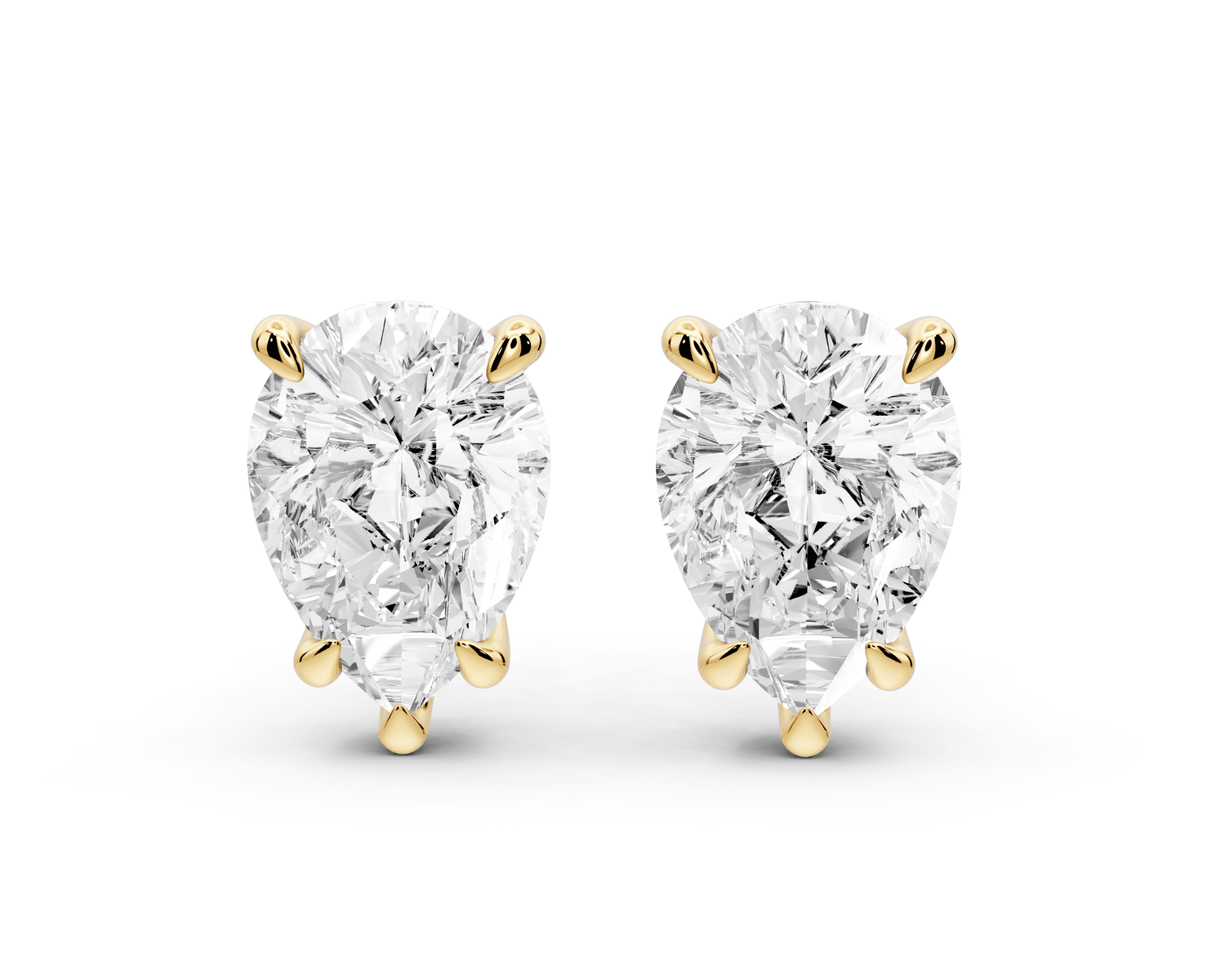 Este - 5ct 14k yellow gold Pear - Cut Diamond Stud Earrings - Mr. Alex Jewelry
