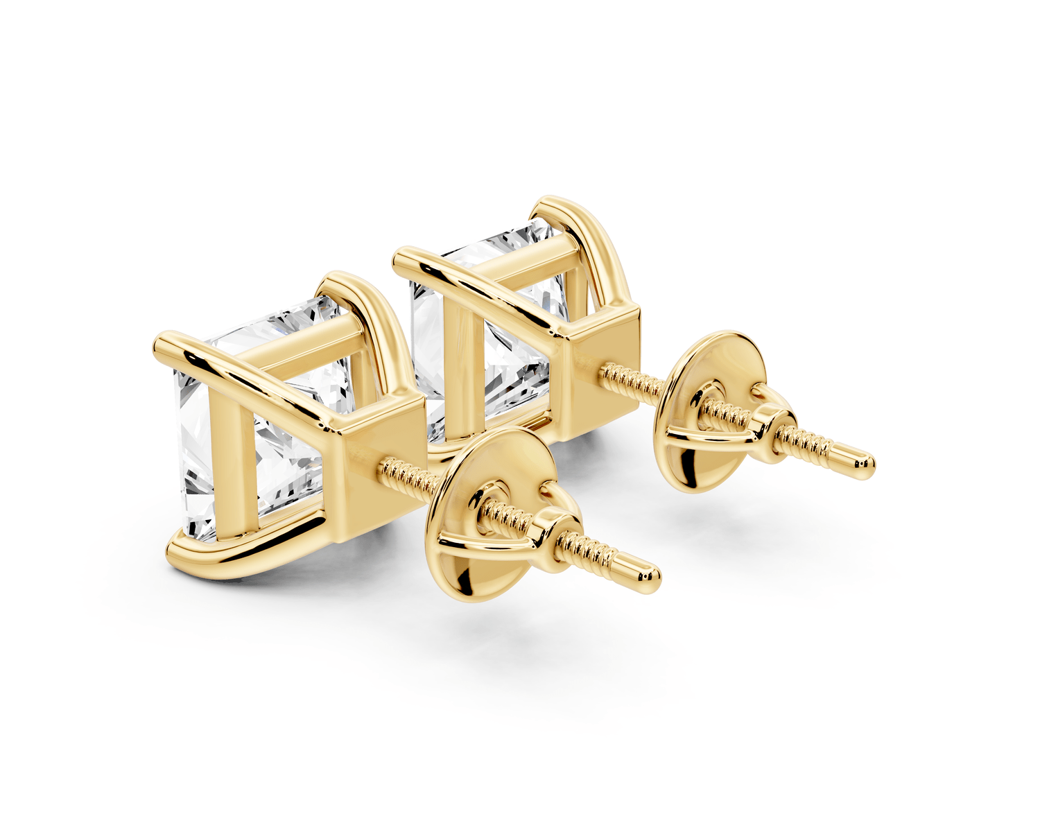 Este - 5ct 14k yellow gold Princess - Cut Diamond Stud Earrings - Mr. Alex Jewelry