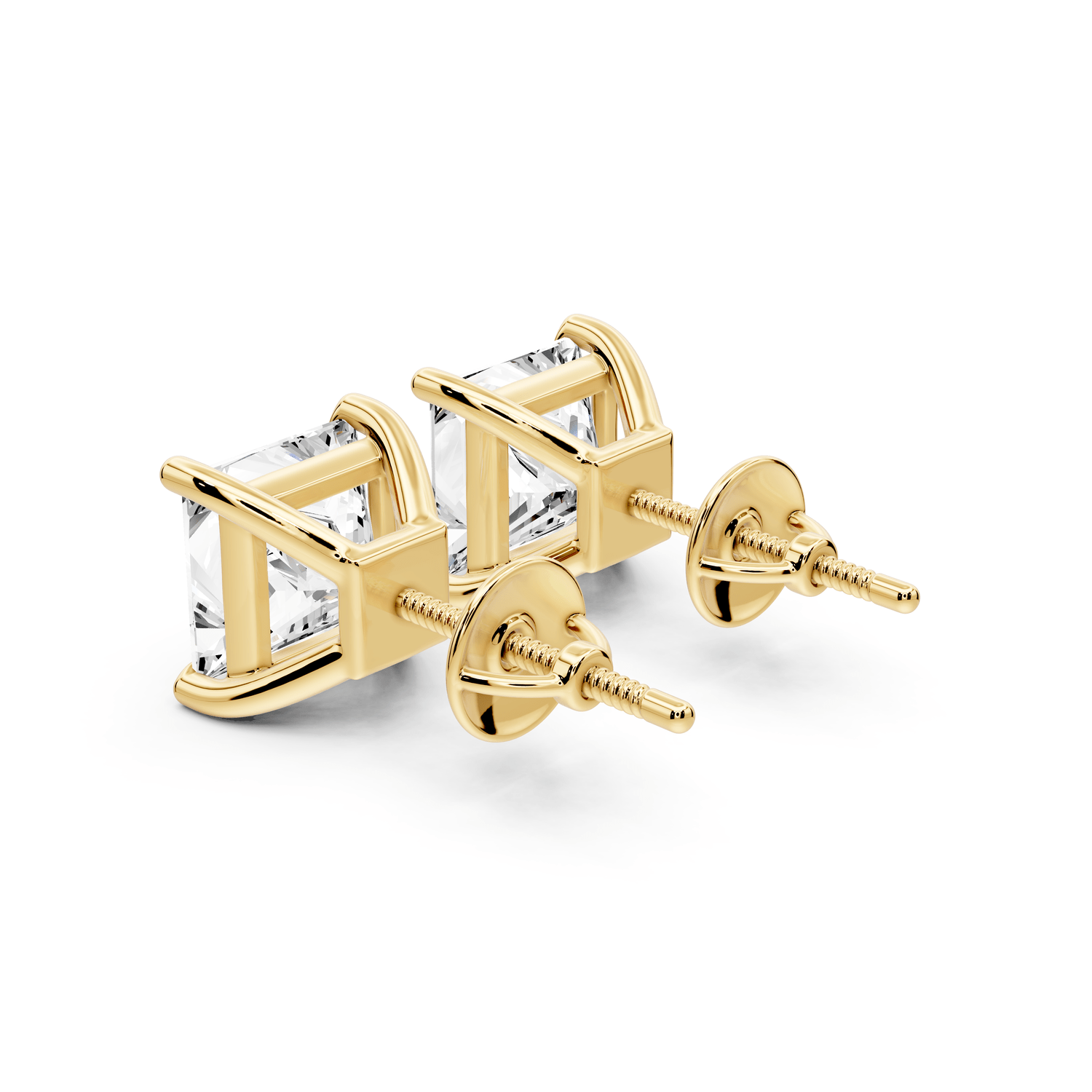 Este - 5ct 14k yellow gold Princess - Cut Diamond Stud Earrings - Mr. Alex Jewelry