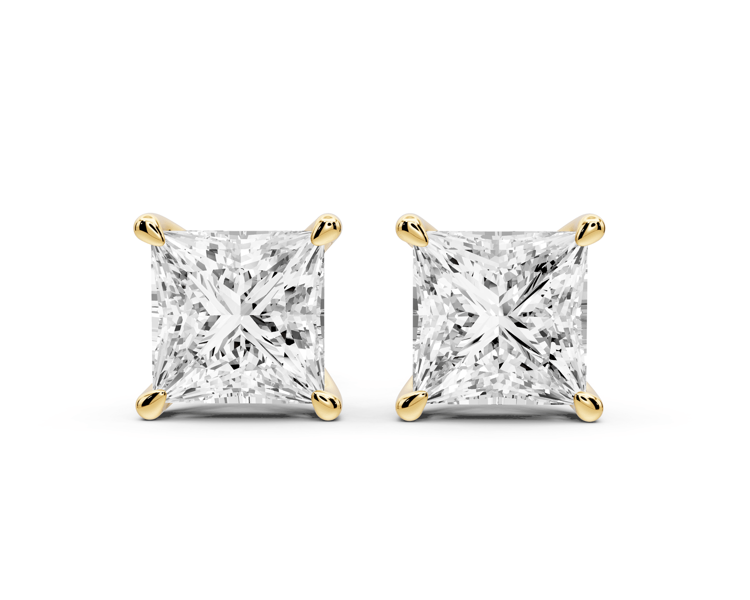 Este - 5ct 14k yellow gold Princess - Cut Diamond Stud Earrings - Mr. Alex Jewelry