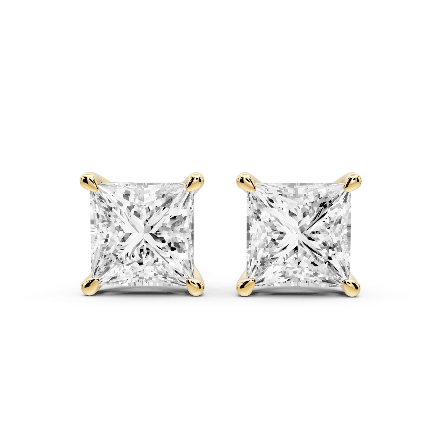 Este - 5ct 14k yellow gold Princess - Cut Diamond Stud Earrings - Mr. Alex Jewelry