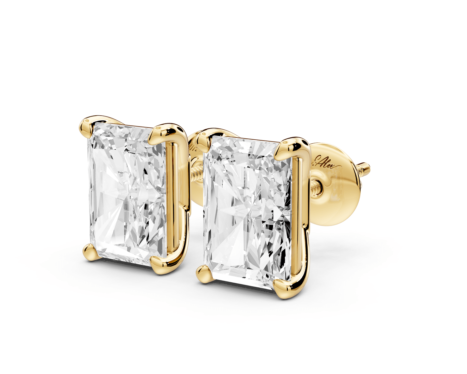 Este - 5ct 14k yellow gold Radiant - Cut Diamond Stud Earrings - Mr. Alex Jewelry