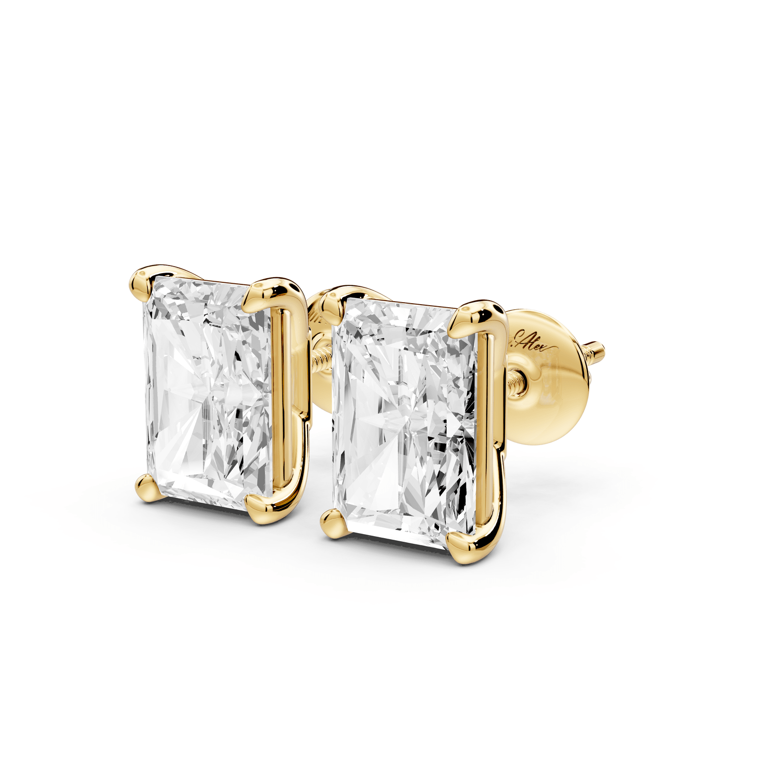 Este - 5ct 14k yellow gold Radiant - Cut Diamond Stud Earrings - Mr. Alex Jewelry