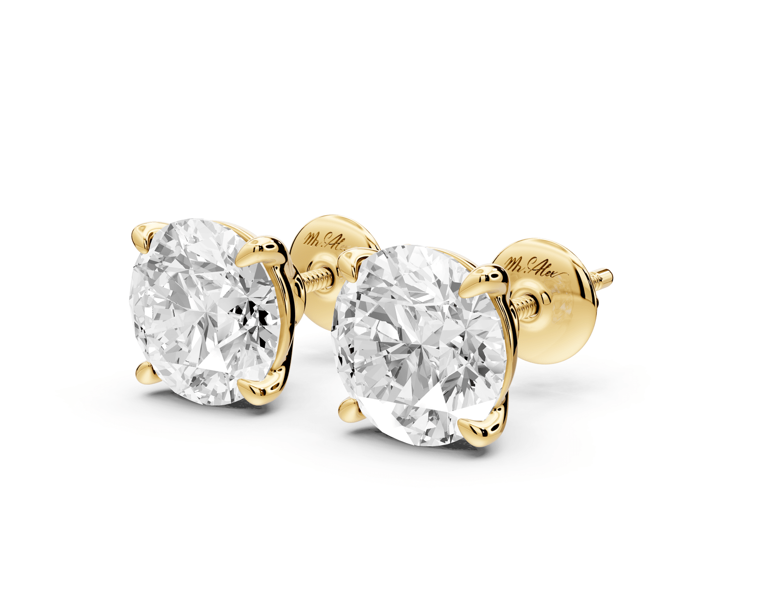 Este - 5ct 14k yellow gold Round - Cut Diamond Stud Earrings - Mr. Alex Jewelry