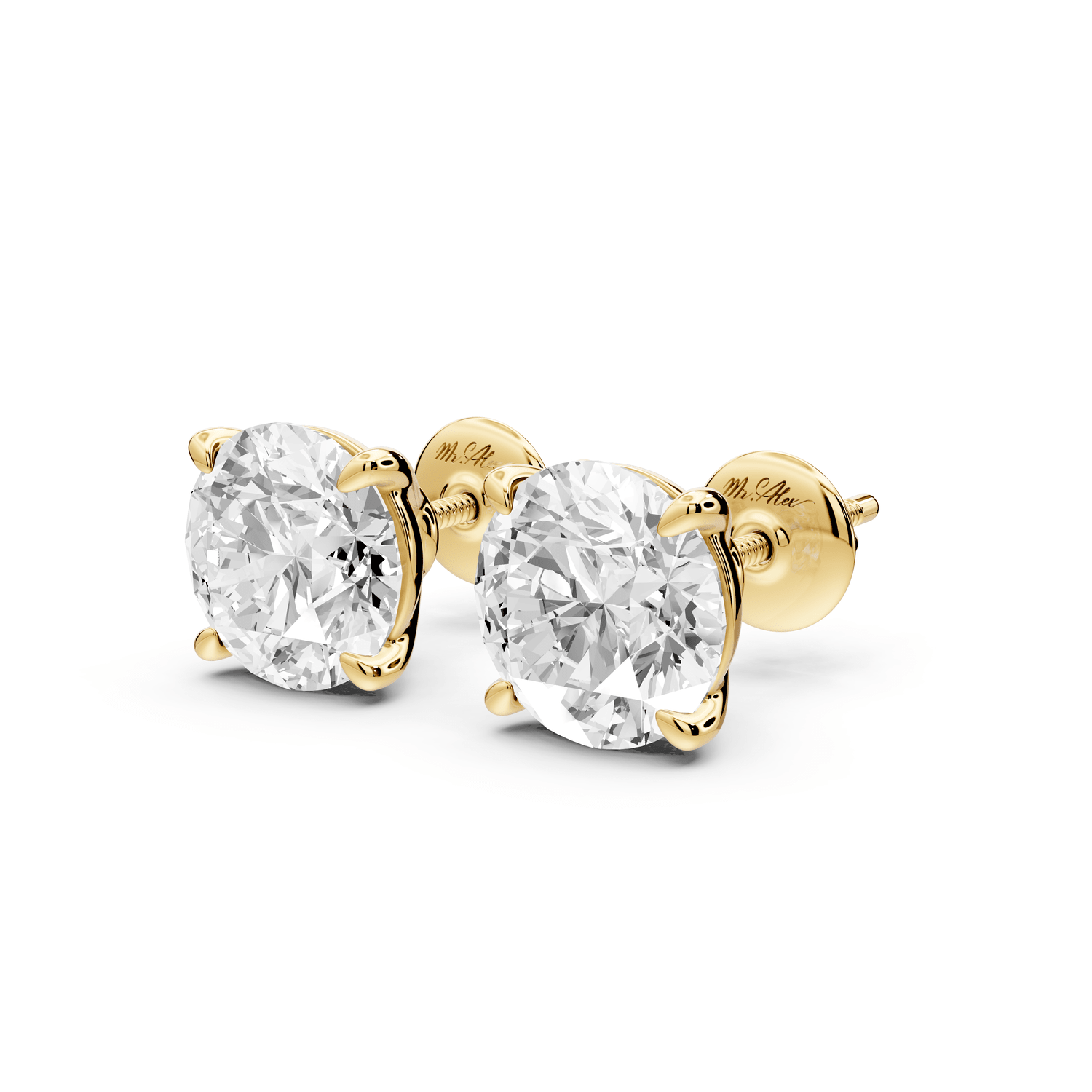 Este - 5ct 14k yellow gold Round - Cut Diamond Stud Earrings - Mr. Alex Jewelry