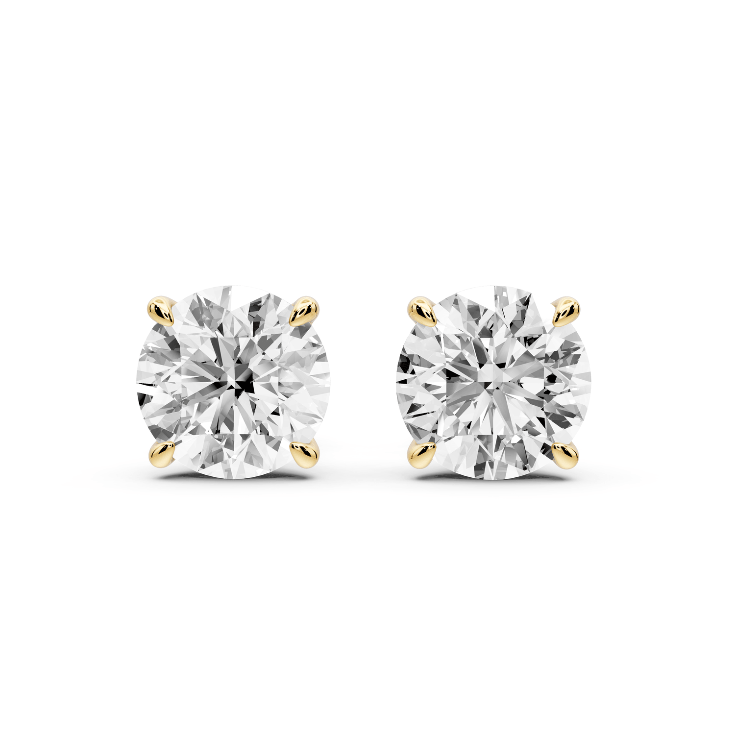 Este - 5ct 14k yellow gold Round - Cut Diamond Stud Earrings - Mr. Alex Jewelry