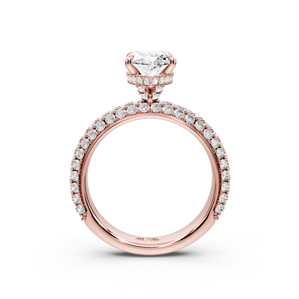Evelina - 2ct 14k rose gold marquise wrap around Halo Rollover Pavé Diamond Crown Engagement Ring - Mr. Alex Jewelry