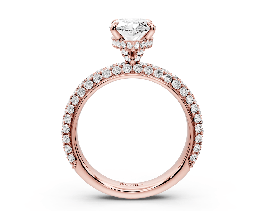 Evelina - 2ct 14k rose gold marquise wrap around Halo Rollover Pavé Diamond Crown Engagement Ring - Mr. Alex Jewelry