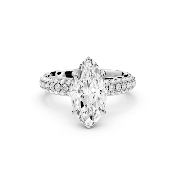 Evelina - 2ct 14k white gold marquise wrap around Halo Rollover Pavé Diamond Crown Engagement Ring - Mr. Alex Jewelry