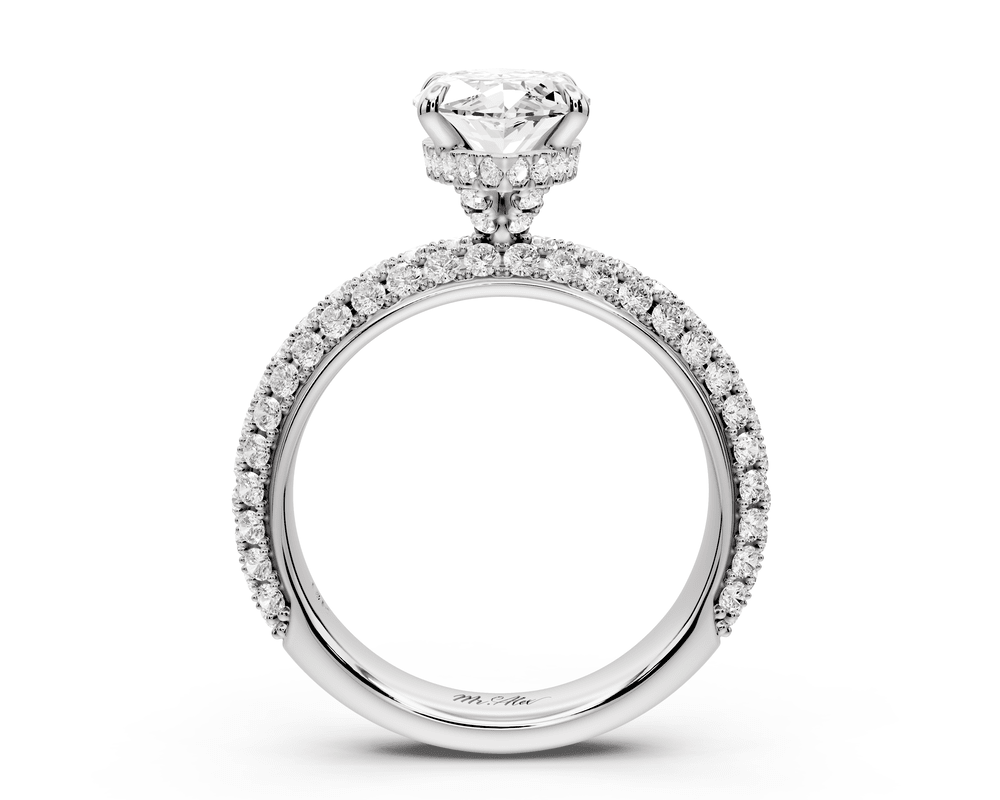 Evelina - 2ct 14k white gold marquise wrap around Halo Rollover Pavé Diamond Crown Engagement Ring - Mr. Alex Jewelry