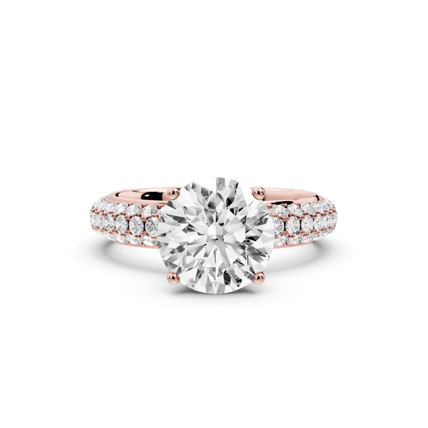 Evelina - 2ct 18k rose gold round wrap around Halo Rollover Pavé Diamond Crown Engagement Ring - Mr. Alex Jewelry