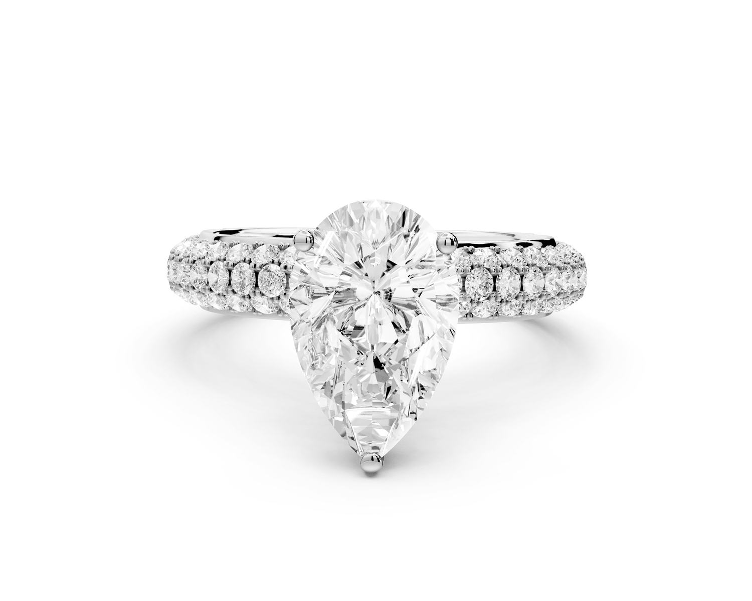Evelina - 2ct 18k white gold pear wrap around Halo Rollover Pavé Diamond Crown Engagement Ring - Mr. Alex Jewelry