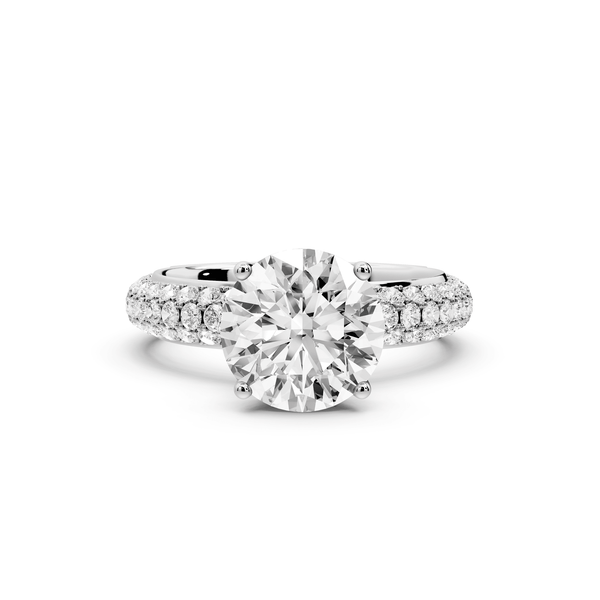Evelina - 2ct 18k white gold round wrap around Halo Rollover Pavé Diamond Crown Engagement Ring - Mr. Alex Jewelry