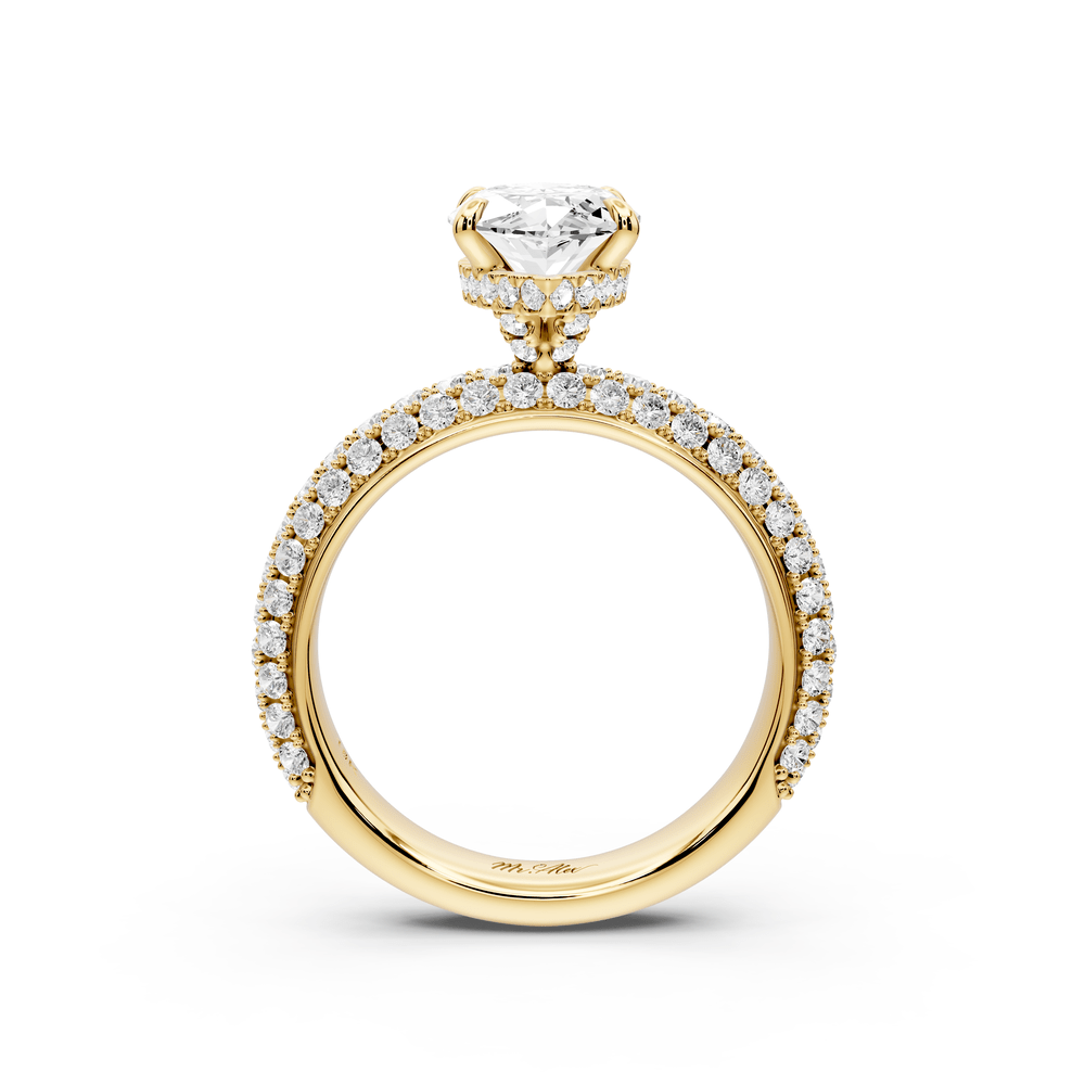 Evelina - 2ct 18k yellow gold marquise wrap around Halo Rollover Pavé Diamond Crown Engagement Ring - Mr. Alex Jewelry