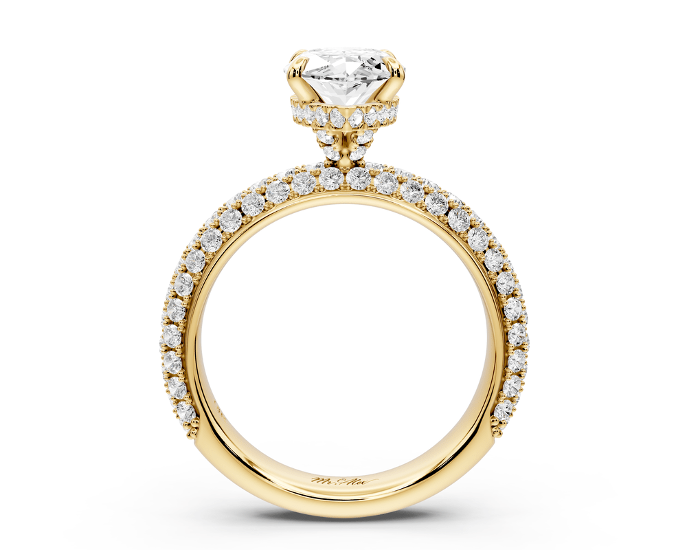 Evelina - 2ct 18k yellow gold marquise wrap around Halo Rollover Pavé Diamond Crown Engagement Ring - Mr. Alex Jewelry