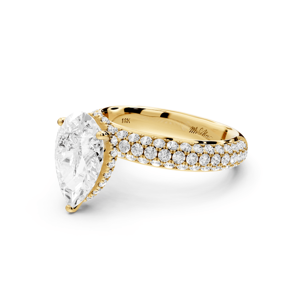 Evelina - 2ct 18k yellow gold pear wrap around Halo Rollover Pavé Diamond Crown Engagement Ring - Mr. Alex Jewelry