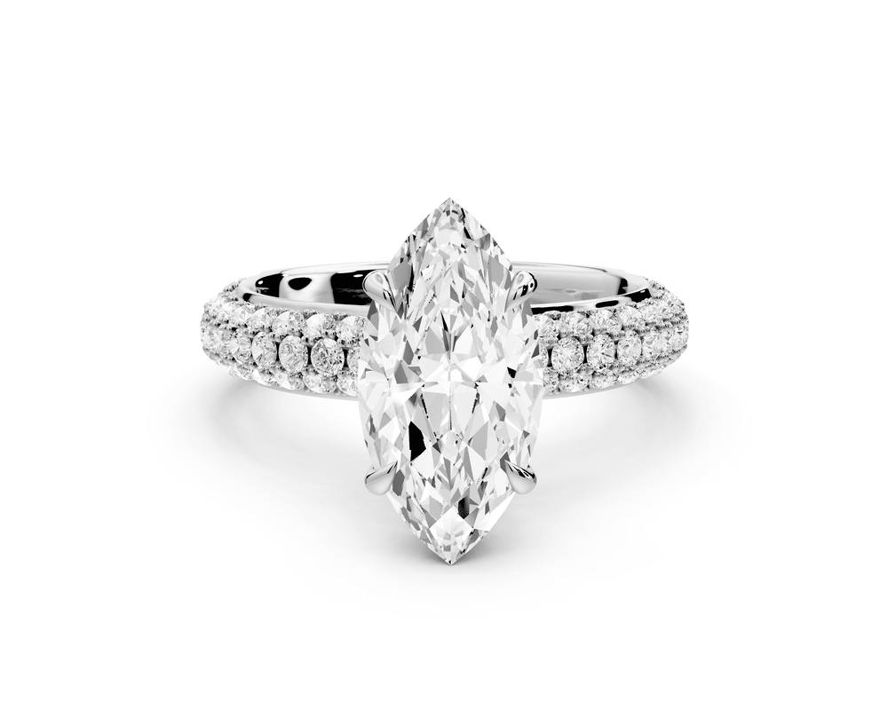 Evelina - 2ct platinum marquise wrap around Halo Rollover Pavé Diamond Crown Engagement Ring - Mr. Alex Jewelry