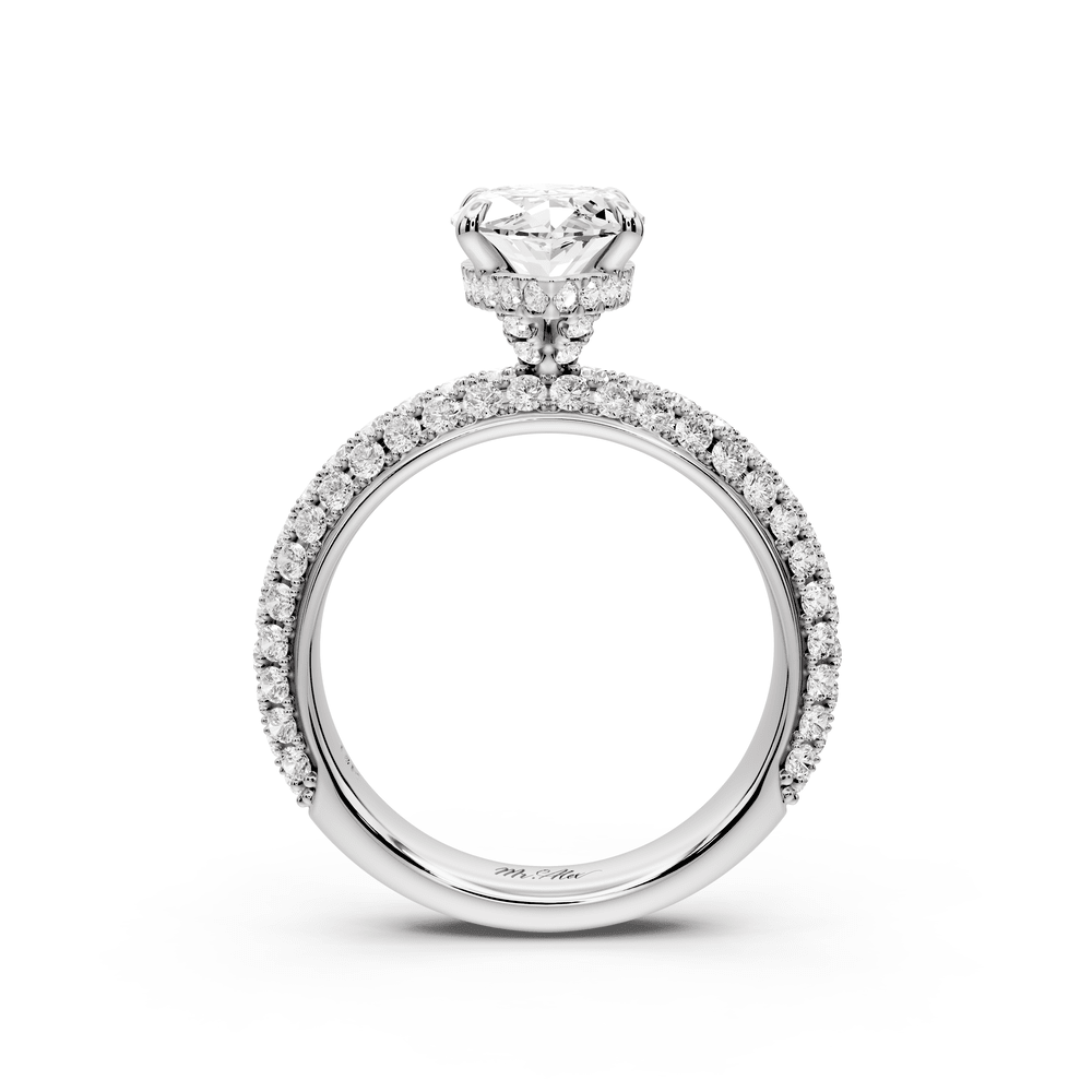 Evelina - 2ct platinum marquise wrap around Halo Rollover Pavé Diamond Crown Engagement Ring - Mr. Alex Jewelry
