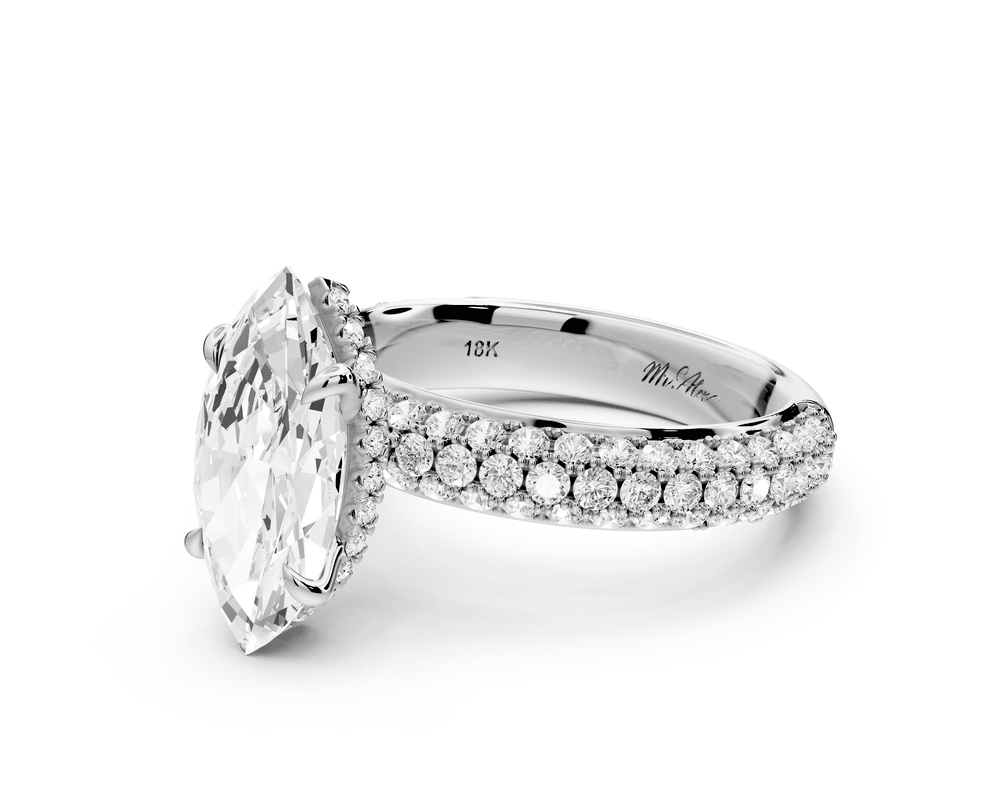 Evelina - 2ct platinum marquise wrap around Halo Rollover Pavé Diamond Crown Engagement Ring - Mr. Alex Jewelry
