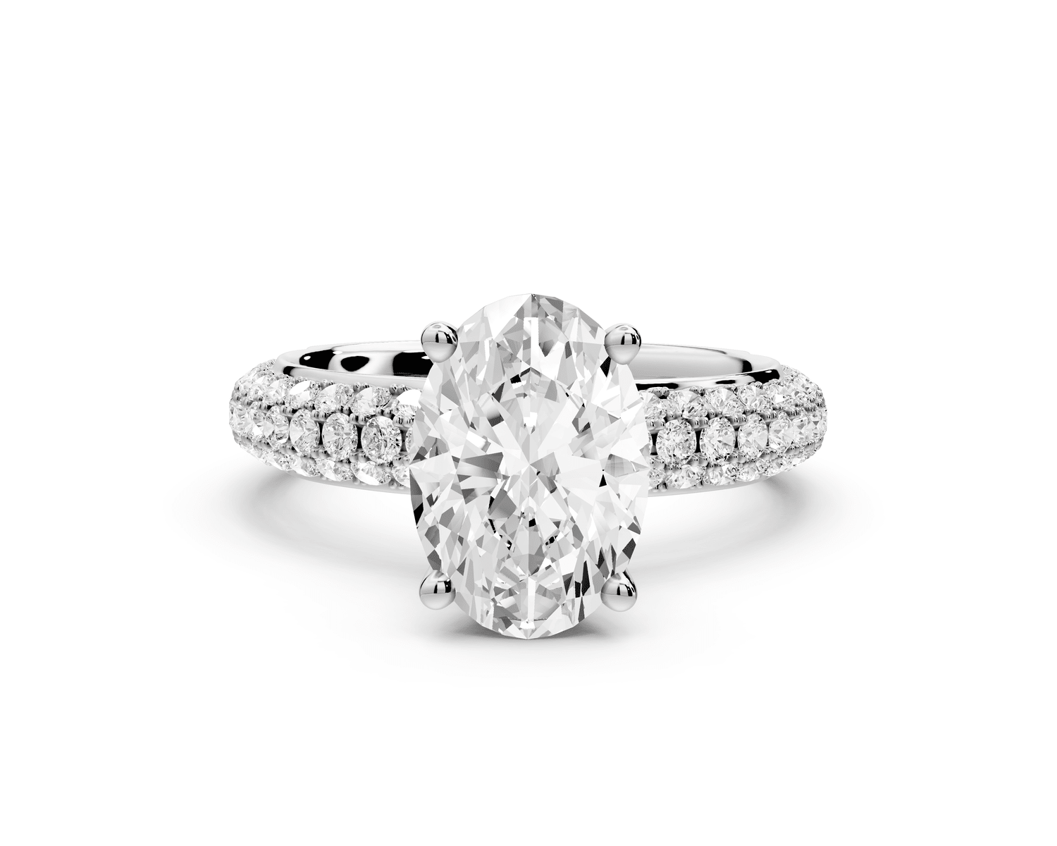 Evelina - 2ct platinum oval wrap around Halo Rollover Pavé Diamond Crown Engagement Ring - Mr. Alex Jewelry