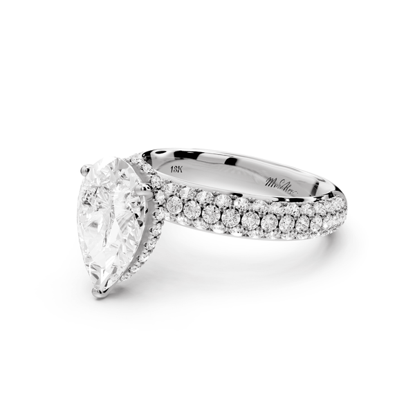 Evelina - 2ct platinum pear wrap around Halo Rollover Pavé Diamond Crown Engagement Ring - Mr. Alex Jewelry