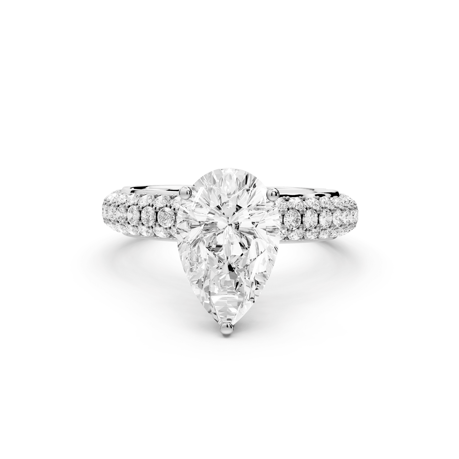 Evelina - 2ct platinum pear wrap around Halo Rollover Pavé Diamond Crown Engagement Ring - Mr. Alex Jewelry
