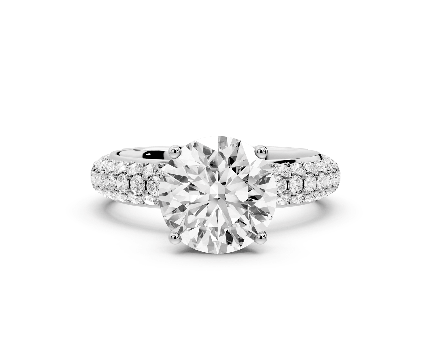 Evelina - 2ct platinum round wrap around Halo Rollover Pavé Diamond Crown Engagement Ring - Mr. Alex Jewelry