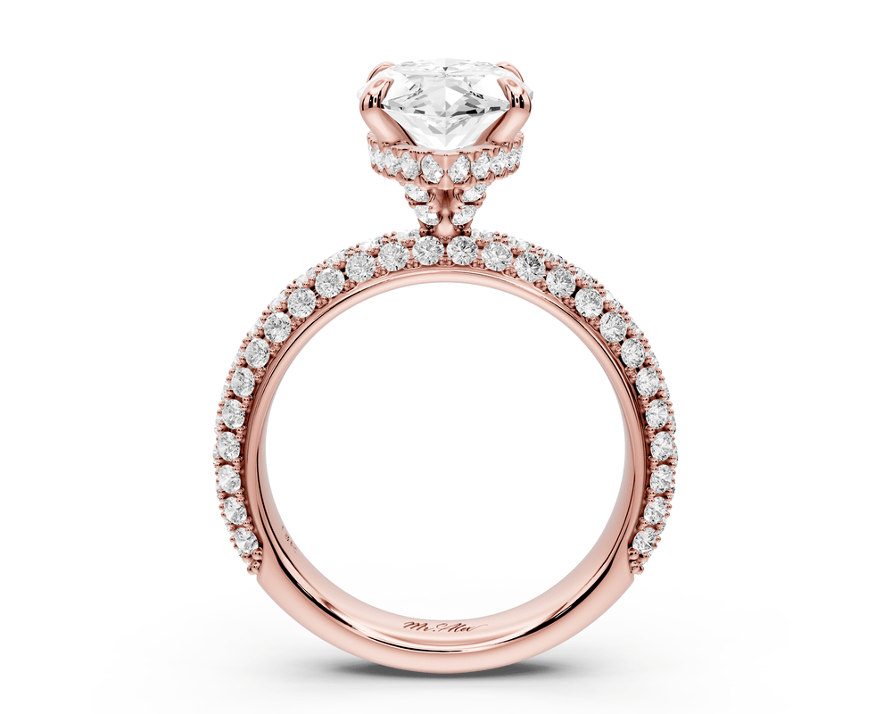 Evelina - 3ct 14k rose gold marquise wrap around Halo Rollover Pavé Diamond Crown Engagement Ring - Mr. Alex Jewelry