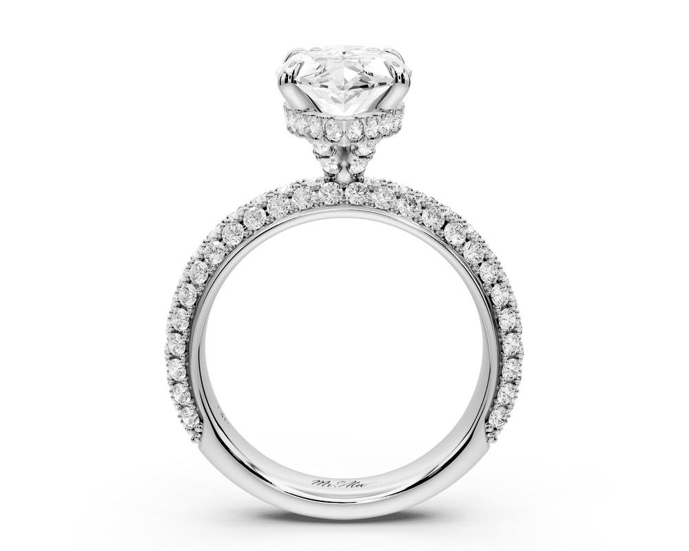 Evelina - 3ct platinum marquise wrap around Halo Rollover Pavé Diamond Crown Engagement Ring - Mr. Alex Jewelry