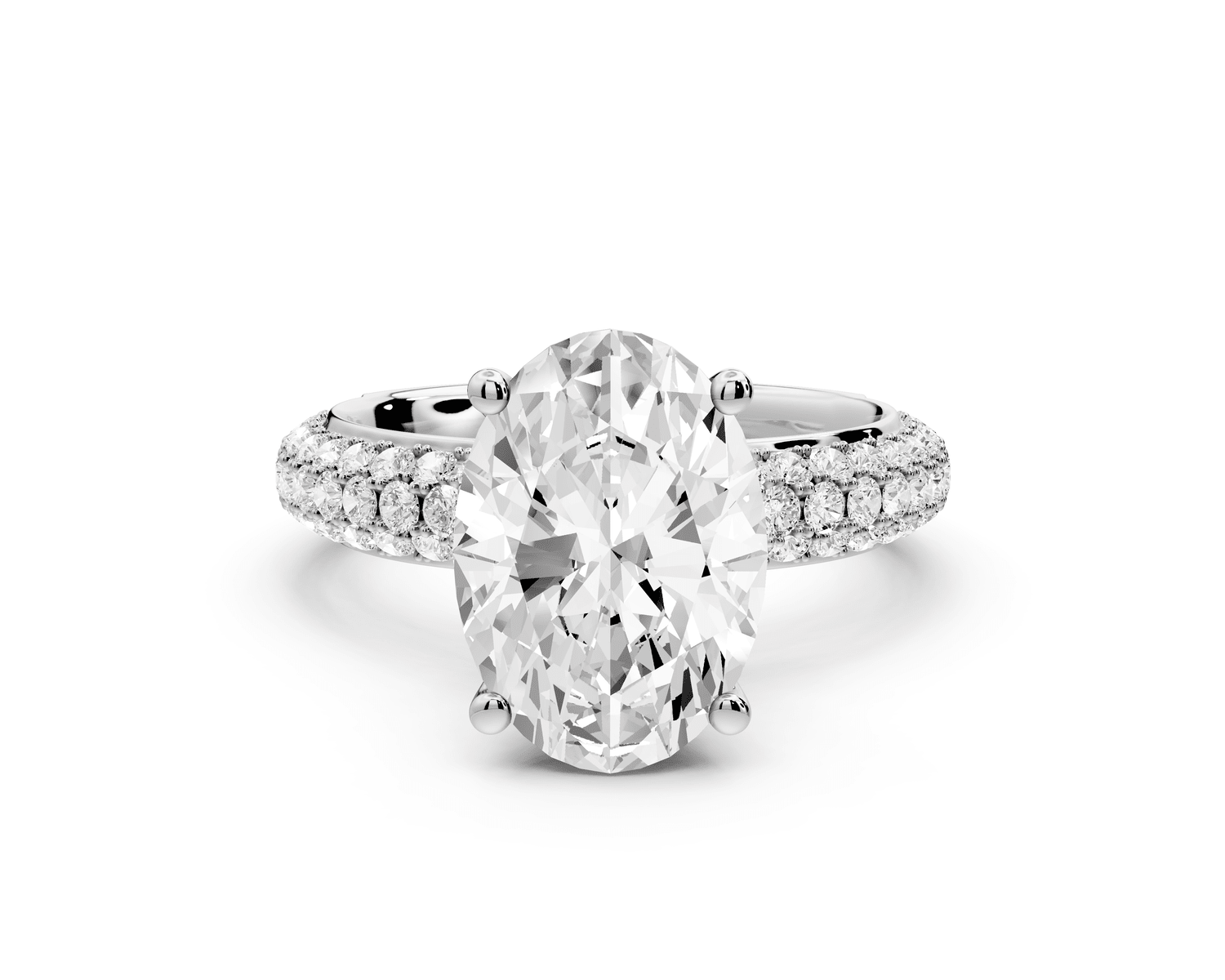 Evelina - 3ct platinum oval wrap around Halo Rollover Pavé Diamond Crown Engagement Ring - Mr. Alex Jewelry