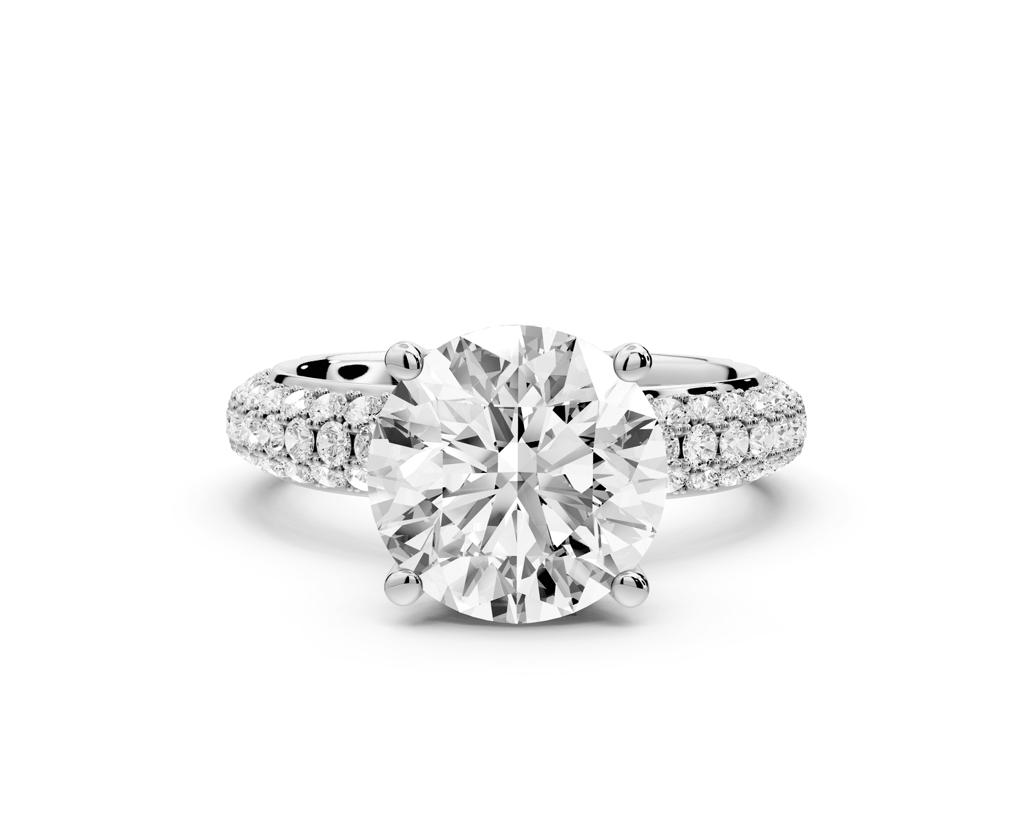 Evelina - 3ct platinum round wrap around Halo Rollover Pavé Diamond Crown Engagement Ring - Mr. Alex Jewelry