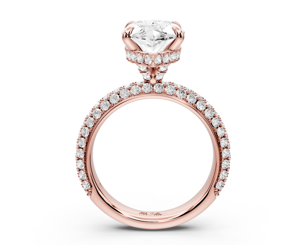Evelina - 4ct 14k rose gold marquise wrap around Halo Rollover Pavé Diamond Crown Engagement Ring - Mr. Alex Jewelry