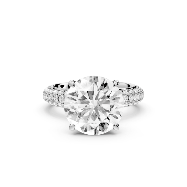 Evelina - 4ct 18k white gold round wrap around Halo Rollover Pavé Diamond Crown Engagement Ring - Mr. Alex Jewelry