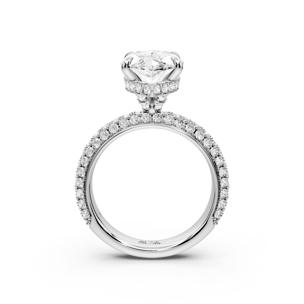 Evelina - 4ct platinum marquise wrap around Halo Rollover Pavé Diamond Crown Engagement Ring - Mr. Alex Jewelry