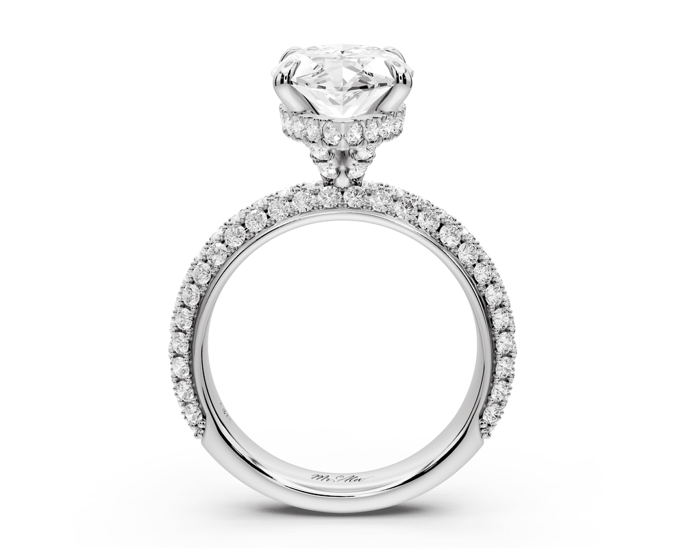 Evelina - 4ct platinum marquise wrap around Halo Rollover Pavé Diamond Crown Engagement Ring - Mr. Alex Jewelry