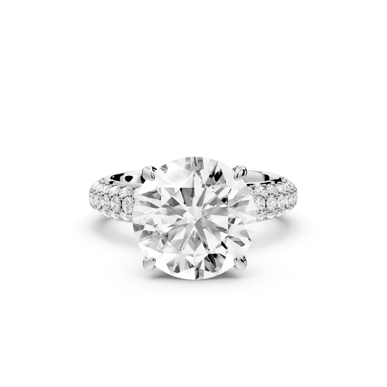 Evelina - 4ct platinum round wrap around Halo Rollover Pavé Diamond Crown Engagement Ring - Mr. Alex Jewelry