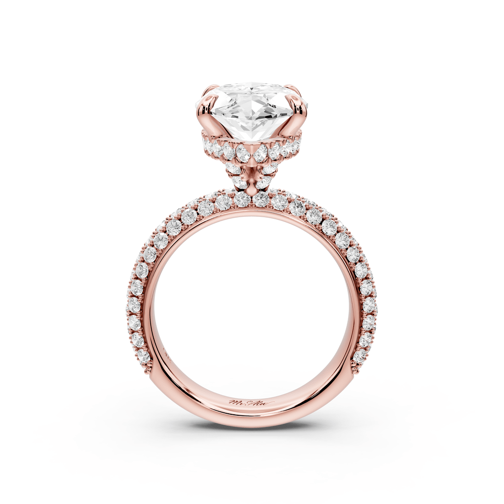 Evelina - 5ct 14k rose gold marquise wrap around Halo Rollover Pavé Diamond Crown Engagement Ring - Mr. Alex Jewelry