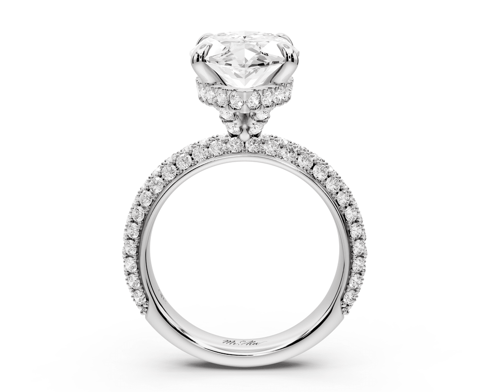 Evelina - 5ct 14k white gold marquise wrap around Halo Rollover Pavé Diamond Crown Engagement Ring - Mr. Alex Jewelry