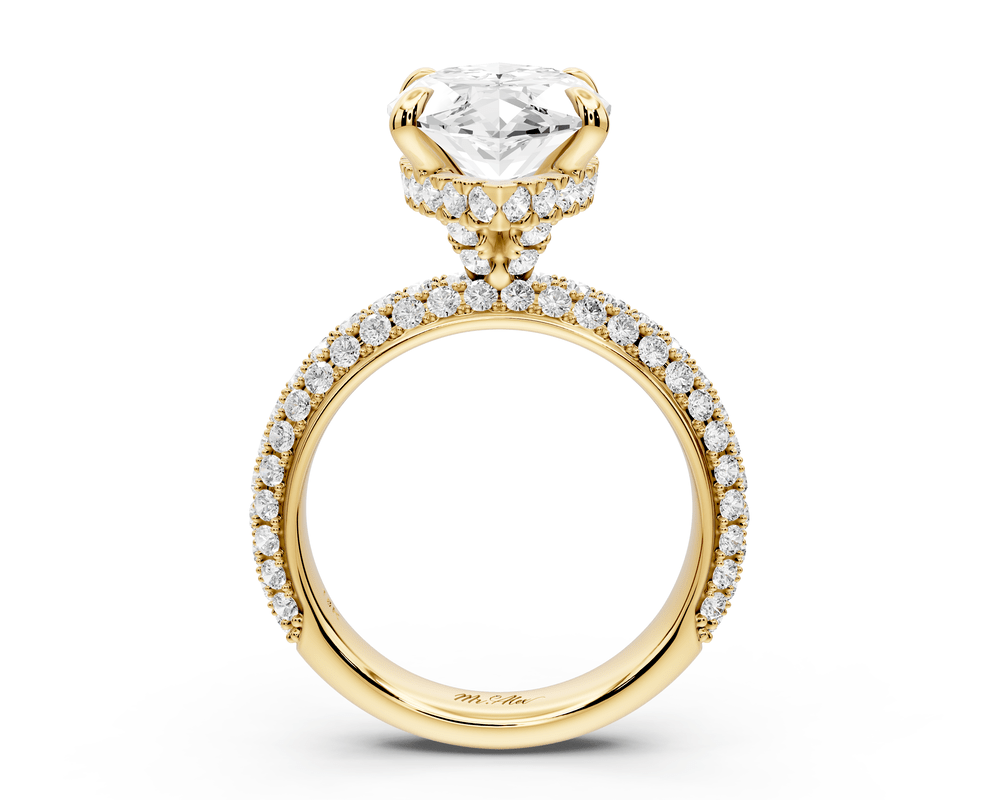 Evelina - 5ct 14k yellow gold marquise wrap around Halo Rollover Pavé Diamond Crown Engagement Ring - Mr. Alex Jewelry