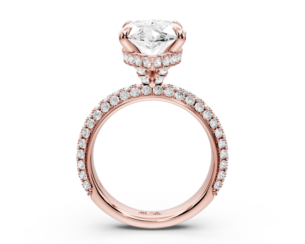 Evelina - 5ct 18k rose gold marquise wrap around Halo Rollover Pavé Diamond Crown Engagement Ring - Mr. Alex Jewelry