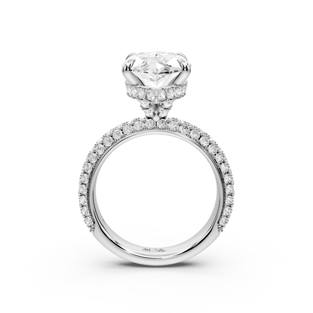 Evelina - 5ct 18k white gold marquise wrap around Halo Rollover Pavé Diamond Crown Engagement Ring - Mr. Alex Jewelry