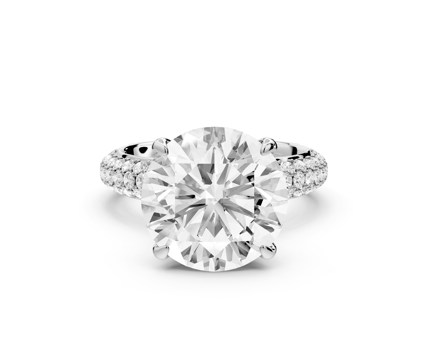 Evelina - 5ct 18k white gold round wrap around Halo Rollover Pavé Diamond Crown Engagement Ring - Mr. Alex Jewelry