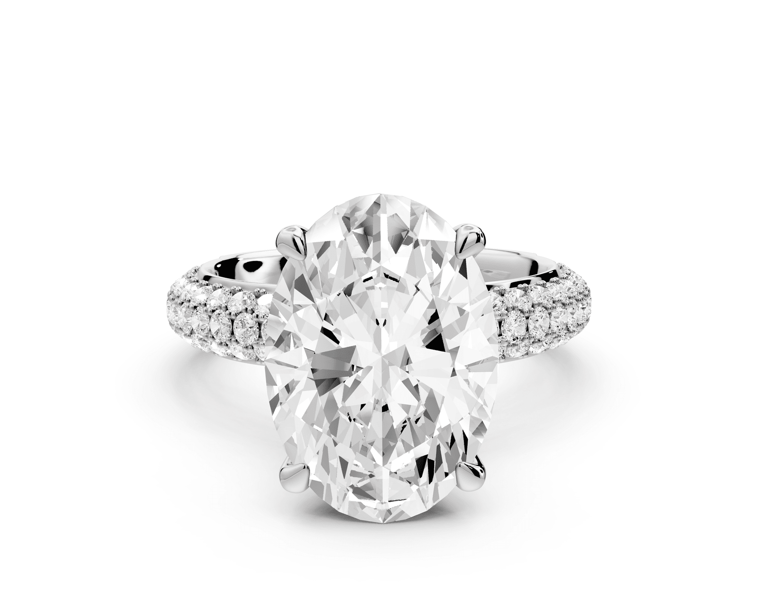 Evelina - 5ct platinum oval wrap around Halo Rollover Pavé Diamond Crown Engagement Ring - Mr. Alex Jewelry