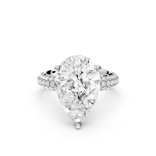 Evelina - 5ct platinum pear wrap around Halo Rollover Pavé Diamond Crown Engagement Ring - Mr. Alex Jewelry