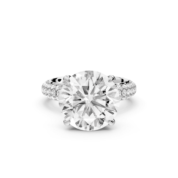 Evelina - 5ct platinum round wrap around Halo Rollover Pavé Diamond Crown Engagement Ring - Mr. Alex Jewelry