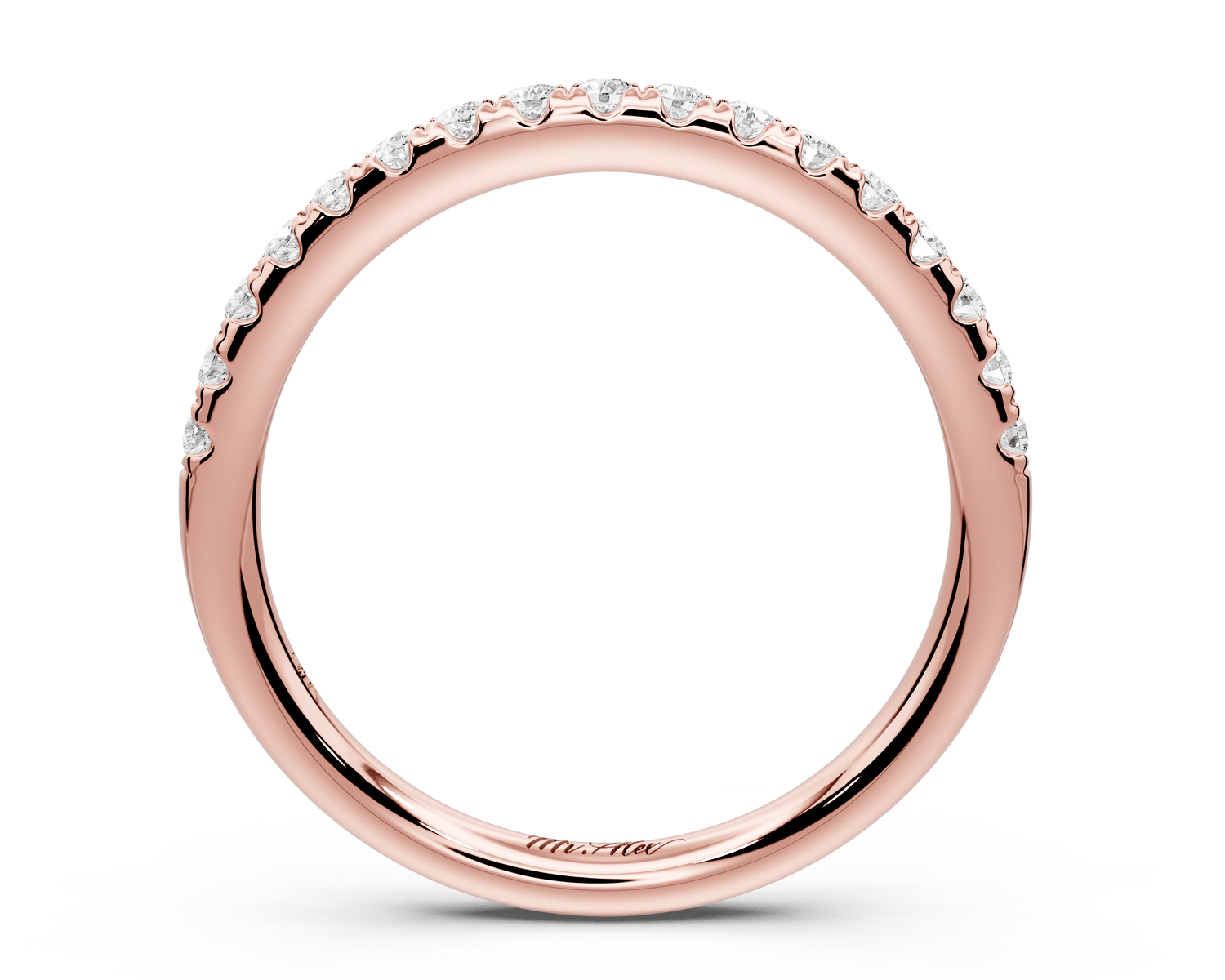 Eveline - 14k rose gold Half - Eternity Shared Prong Pave Wedding Band - Mr. Alex Jewelry