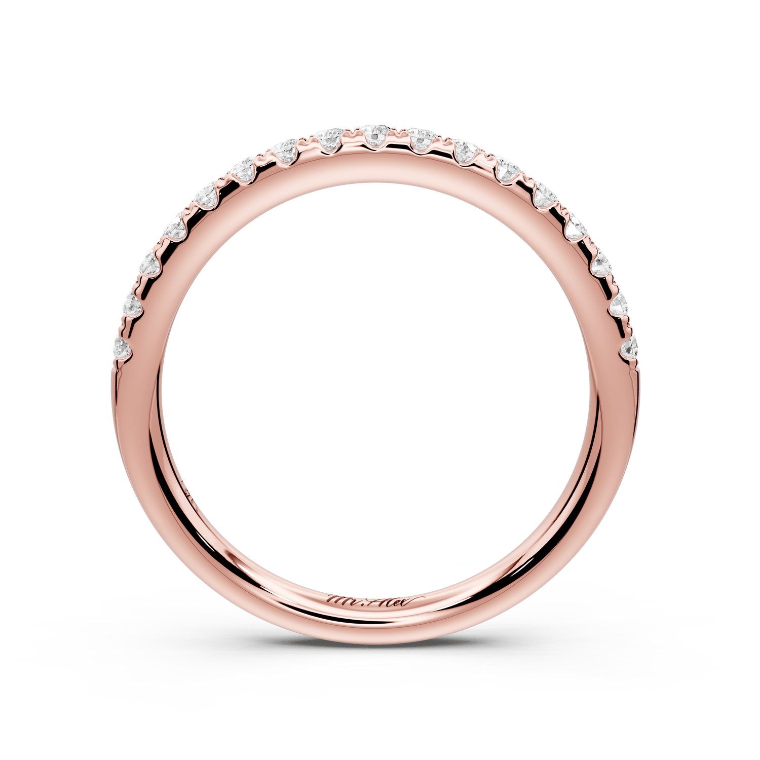 Eveline - 14k rose gold Half - Eternity Shared Prong Pave Wedding Band - Mr. Alex Jewelry