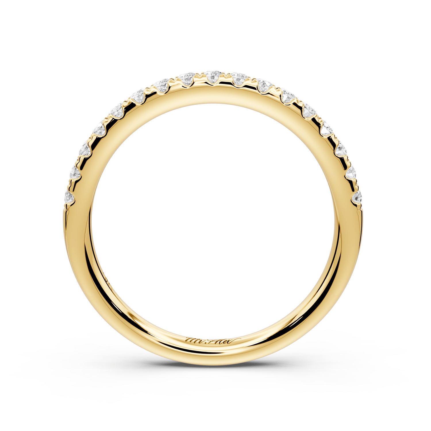 Eveline - 14k yellow gold Half - Eternity Shared Prong Pave Wedding Band - Mr. Alex Jewelry