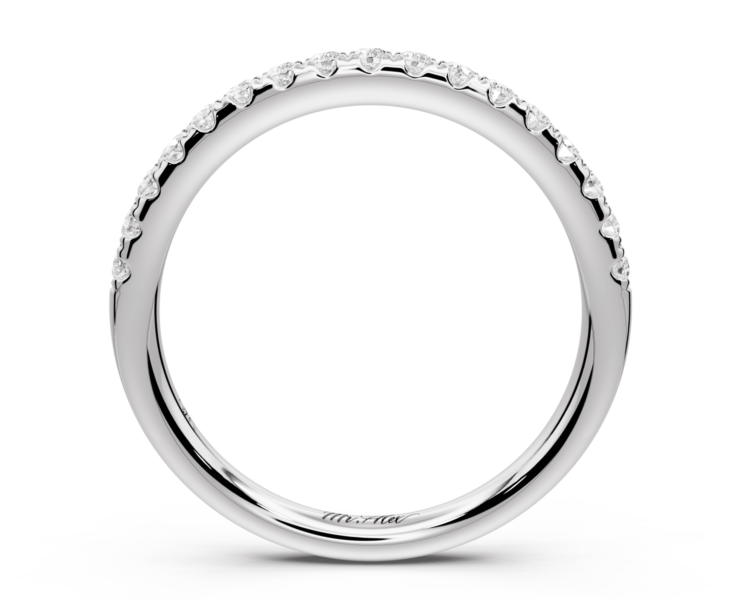 Eveline - 18k white gold Half - Eternity Shared Prong Pave Wedding Band - Mr. Alex Jewelry